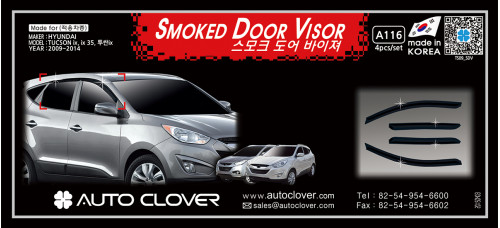AUTOCLOVER SMOKED DOOR VISOR FOR HYUNDAI TUCSON IX35 2009-15
