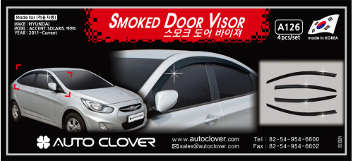 AUTOCLOVER SMOKED DOOR VISOR SET FOR HYUNDAI ACCENT 2011-15