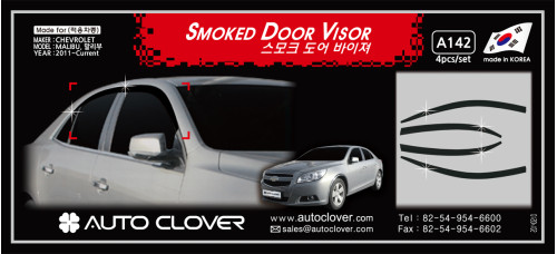AUTOCLOVER SMOKED DOOR VISOR SET FOR CHEVROLET MALIBU 2011-15
