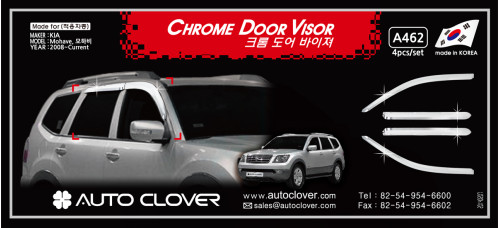 AUTOCLOVER CHROME DOOR VISOR SET FOR KIA MOHAVE / BOREGO 2008-15