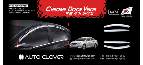 AUTOCLOVER CHROME DOOR VISOR SET FOR HYUNDAI SONATA 2009-15