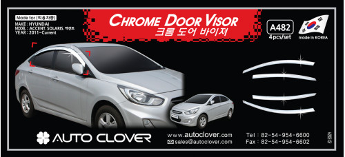 AUTOCLOVER CHROME DOOR VISOR SET FOR HYUNDAI ACCENT 2011-15 MNR