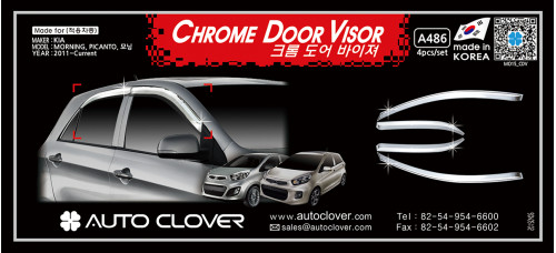 AUTOCLOVER CHROME DOOR VISOR SET FOR KIA PICANTO 2011-15