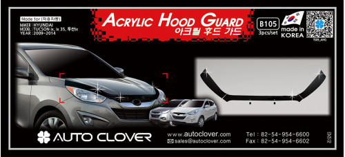 AUTOCLOVER ACRYLIC HOOD GUARD FOR HYUNDAI TUCSON IX35 2009-15