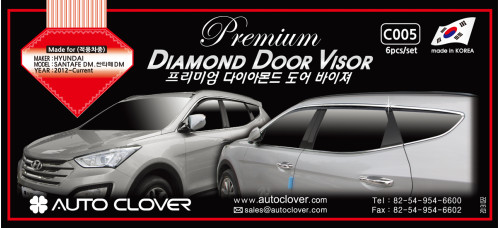 AUTOCLOVER DIAMOND DOOR VISOR SET FOR HYUNDAI SANTA FE 2012-15