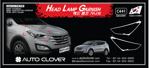 AUTOCLOVER HEAD LAMP GARNISH SET FOR HYUNDAI SANTA FE 2012-15