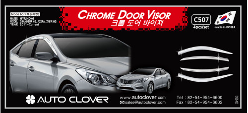 AUTOCLOVER CHROME DOOR VISOR SET FOR HYUNDAI GRANDEUR HG 2011-15 MNR