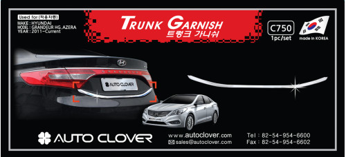 AUTOCLOVER TRUNK GARNISH SET FOR HYUNDAI GRANDEUR HG 2011-15