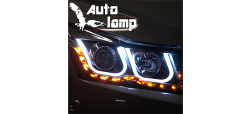 AUTOLAMP UU BLACK BEZEL HEADLIGHTS SET FOR CHEVROLET CRUZE 2011-14